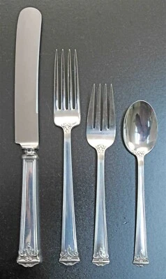 $142.99 • Buy International Silver Co Sterling TRIANON 4pc Place Settings