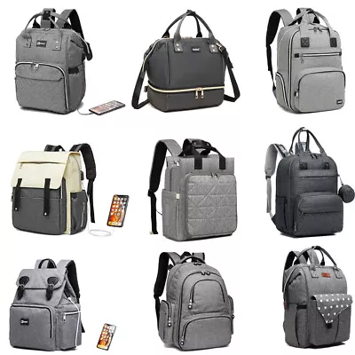 £15.99 • Buy Kono Grey Baby Mummy Diaper Nappy Backpack Changing Shoulder Bag Pram Clips