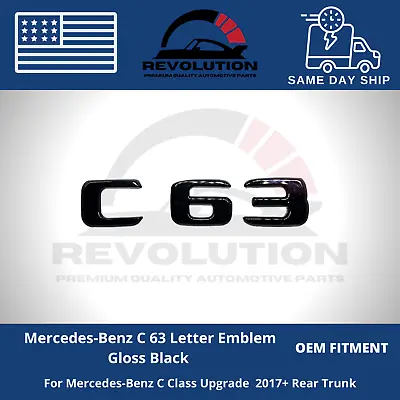 Mercedes Benz C63 Gloss Black Emblem Rear Trunk AMG 3D Badge Logo W205 W204 NEW • $16.99