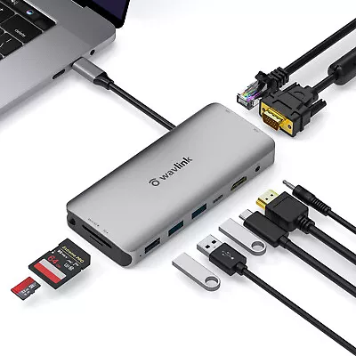 10-in-1 Aluminum USB C Hub/Mini Dock/Adapter4K HDMI With 87W PD Charging/2K VGA • $44.99