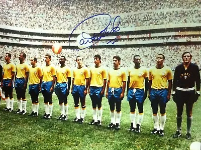 £99 • Buy Carlos Alberto Torres Signed Brazil 1970 World Cup Final Photograph & Proof +coa