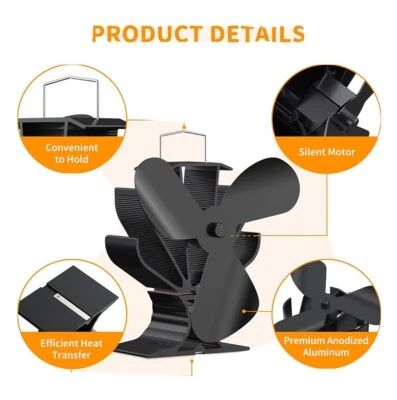 $20 • Buy Signstek Heat Powered Wood Stove Fan For Wood/Log Burner/Fireplace/Heater, Non E