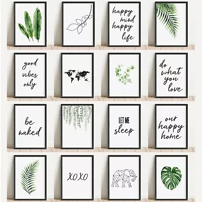 Living Room Wall Art Prints Home Bedroom Decor Humour Funny Modern Quotes Leaves • £9.99