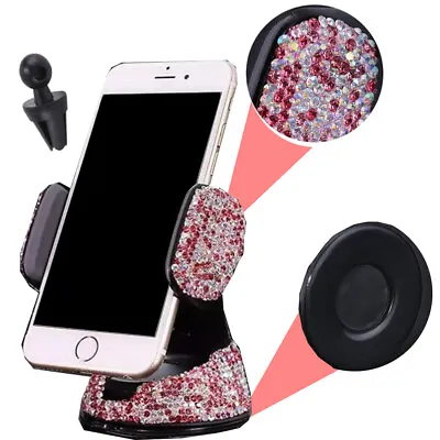 White Rhinestone Phone Holder Clip  W/Suction Cup Fit Window Air Vent A P V W • $23.10