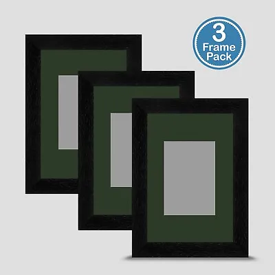 Black Photo Frame 6x4 X3 MULTI PACK Incl Dark Green Mount 3.5x2.5 ACEO Art Print • £20.50