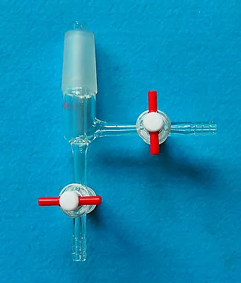 $24.99 • Buy 24/40,Glass Vacuum Transfer Adapter,Two PTFE Stopcock,Lab Chemistry Glassware