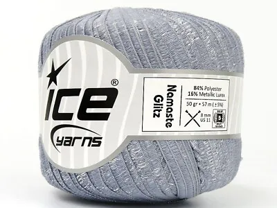 Namaste Glitz Ribbon Yarn 80629 Iceberg BlueGrey Silver Ice Yarns 50g 50y 1/4 Wd • $6.99