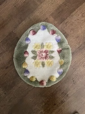 Vintage  Rug Toilet Seat Cover Floral Green Pink Flowers • $21.95