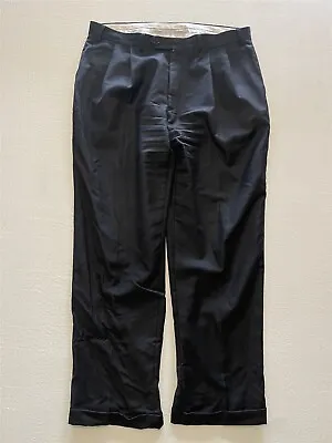 Turnbury 38 X 30 Charcoal Wool & Cashmere Pleated & Cuffed Dress Pants • $24.84