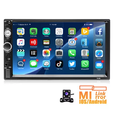 2DIN 7'' Car Radio Stereo Mirror Link Bluetooth USB/TF/AUX/Remote Touch Screen • £21.99