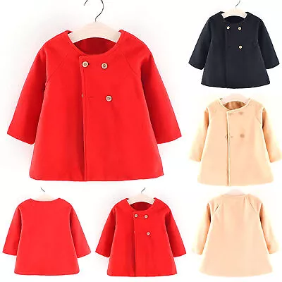 Baby Kids Toddler Girls Winter Elegant Trech Coat Jacket Casual Outerwear Tops` • £14.57