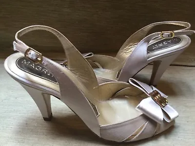 NEW W/o Box Size 37.5/7.5 Magrit Champagne Satin & Suede Slingback Heels • £43.40