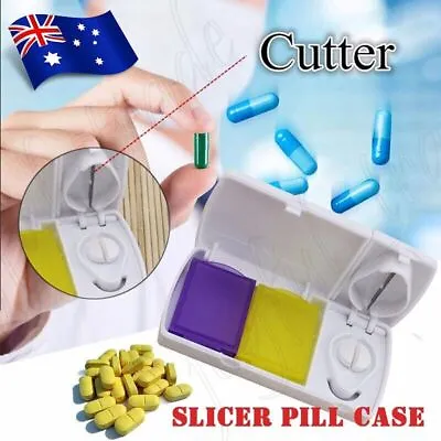$5.15 • Buy Pill Cutter Box Grinder Medicine Tablet Divider Crusher Splitter Storage Case OZ