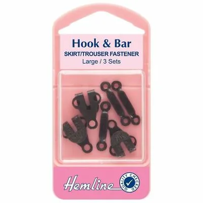 £1.37 • Buy Hemline Hook & Bar Skirt Trouser Fasteners - Black (Large) Set Of 3 H431.L