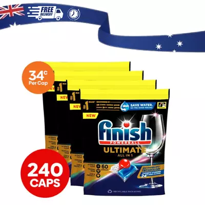 4 X Finish Dishwashing Tabs Tablets Powerball Ultimate All-in-One Shine 60pk AU • $103.99