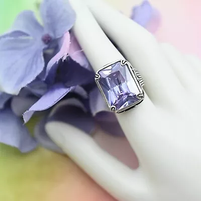 Silpada R2001 Massive Purple Crystal Rectangular Sterling Size 7.5 Ring 20.1 Gr • $89.95