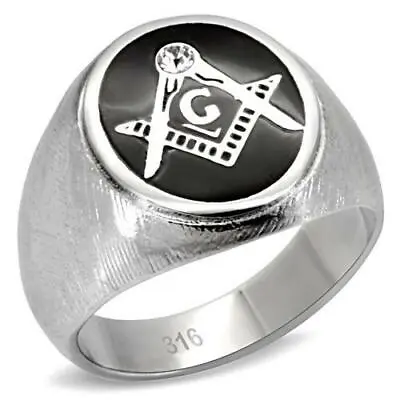 £19.99 • Buy Mens Masonic Ring Signet Pinky Stainless Steel Onyx Black All Sizes New 2222
