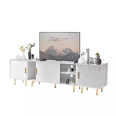 Redlife Mid-Century Modern TV Stand For 80  TV Entertainment 4 Storage Cabinets • $140.79