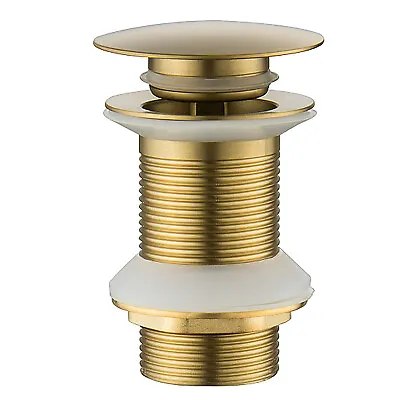 £11.84 • Buy Brushed Gold Bathroom Basin Waste Click-Clack Slotted/ Unslotted Brass Sink Plug