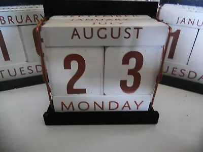 £8.79 • Buy Wooden Block Build Daily Perpetual Calendar Rack School Office Desk UK Seller