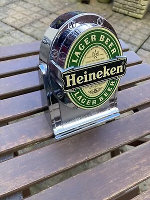 Vintage Heineken Lager Chrome Bar Top Font Pub Pump Display Bottle Sign • £19.99