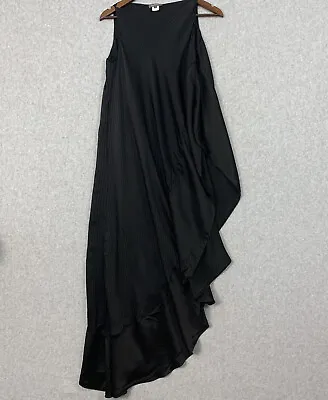$142.39 • Buy Zac Posen Silk Maxi Gown Dress Womens  6 Black Asymmetrical High Open Side Sheer