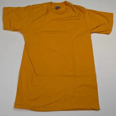 Vintage 80s TShirt Yellow Blank Single Stitch  New Old Stock USA Mens M • $14.95