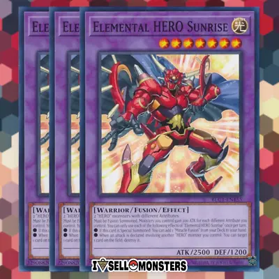 Yu-gi-oh! TCG 3x Elemental HERO Sunrise BLC1-EN155 COMMON X3 YUGIOH! LIGHT NM • $2.25