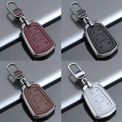 6 Buttons Alloy Leather Car Key Fob Case Cover For Cadillac ESCALADE ESV 2015-19 • $16.09