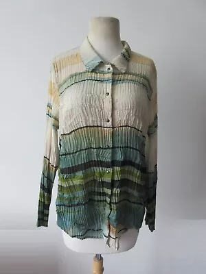 BABETTE SF 100% Polyester Artsy Pattern Snap Front Pleated Top M • $65
