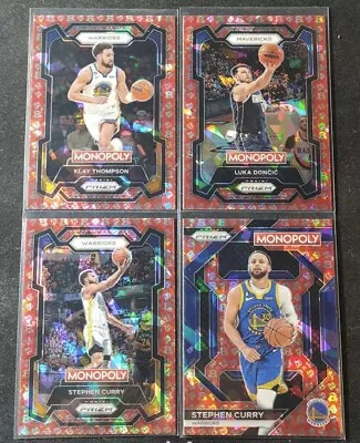 Lot 4 Stephen Curry Luka Dončić 2023-24 Panini Prizm Free Parking Red SSP -4.14 • $1