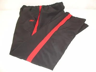 Reebok Women's Lined Track Pants Black Red Stripe US M UK 12 Yoga Running  • $12.91