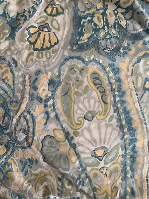 Pottery Barn KING Duvet Cover Rosalie Paisley Blue Green Yellow Cotton Turquoise • £53.51