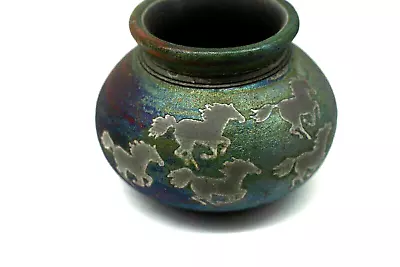 RAKU POTTERY HORSE SMALL  VASE SIGNED J. DILLER. Ga • $29.99