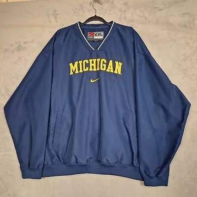 Nike Team Michigan Wolverines Blue Windbreaker Pullover Mens 2XL Y2K Vintage • $30