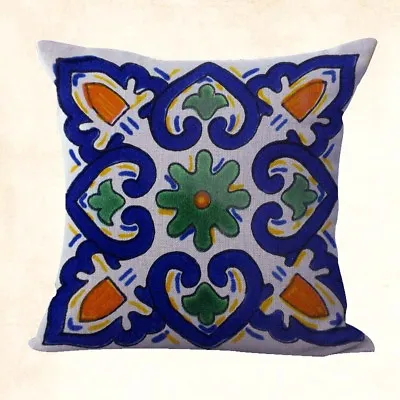  Decor Pillows Mexican Spanish Talavera Cushion Cover • $14.91