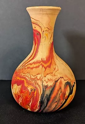 Nemadji Indian Pottery Bud Vase - Native Clay - Red Swirl - F. Gimse - 6  Tall • $19.95