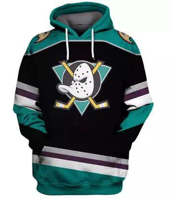 Anaheim Ducks Branded Team 3D All Over Print Hoodie Size Large Vintage Logo • $40