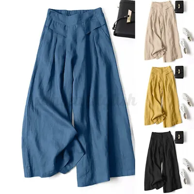 ZANZEA Women's Casual Harem Pants 100%Cotton High Waist Loose Long Trousers NEW • $31.17