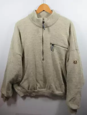 Cabela's Windstopper Sweater Men 2XL Wool Blend Lined Beige 1/2 Zip Mockneck • $59.99