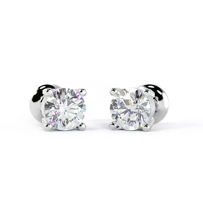 0.40 Ct D/VS Lab Grown Round Diamond Stud Earrings In White Gold - Push Back • £225