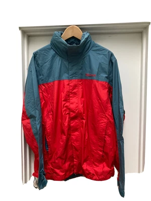 £5 • Buy Marmot Mens Rain Jacket Green/Red Concealed Hood Zip Large Used