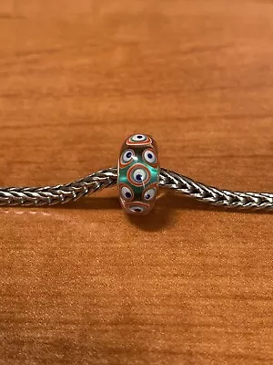 Authentic Trollbeads Multi-Color Polka Dots Design On Teal Base Unique OOAK Bead • $61