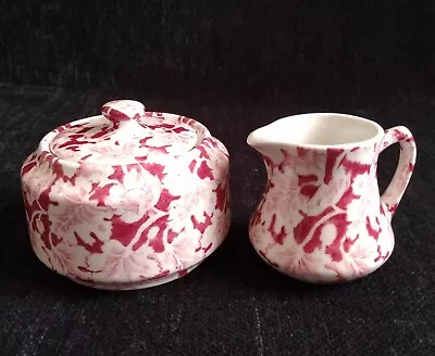 Vintage 1950s Mayer China Arbor Red Covered Sugar & Creamer Set Beaver Falls PA • $39.99