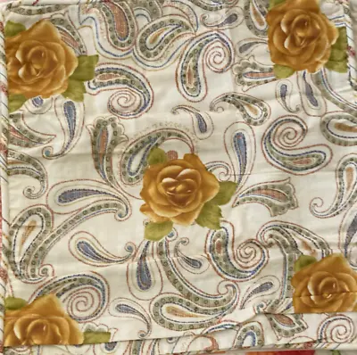 Paisley Floral Cushion Covers Two Sided Mustard Rose X 2 40cm X 40cm • £6.99