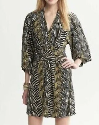 NWOT Banana Republic Issa London Womens Size 8 Zebra Print Kimono Slv Tie Dress • $29.95