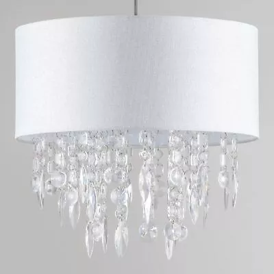 Modern Large 40cm Easy Fit Jewelled White Silver Fleck Light Chandelier Shade • £39.99