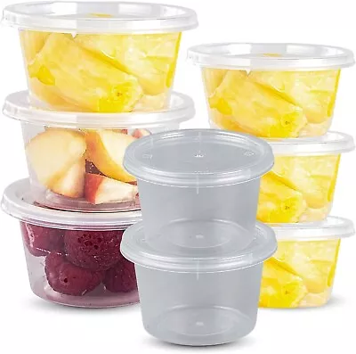 Round Deli Pot Containers 2oz & 4oz Sauce Pots Small Plastic Containers With Lid • £5.99