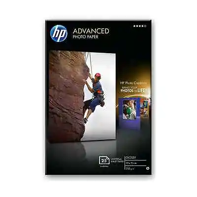 HP 6x4 ADVANCED GLOSSY/GLOSS PHOTO PAPER 250GSM 100x150MM 25 SHEETS Q8691A • £7.97