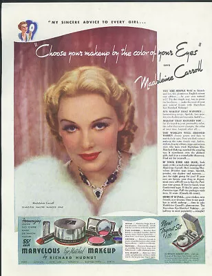 Madeleine Carroll For Richard Hudnut Marvelous Eye-Matched Makeup Ad 1937 • $9.99